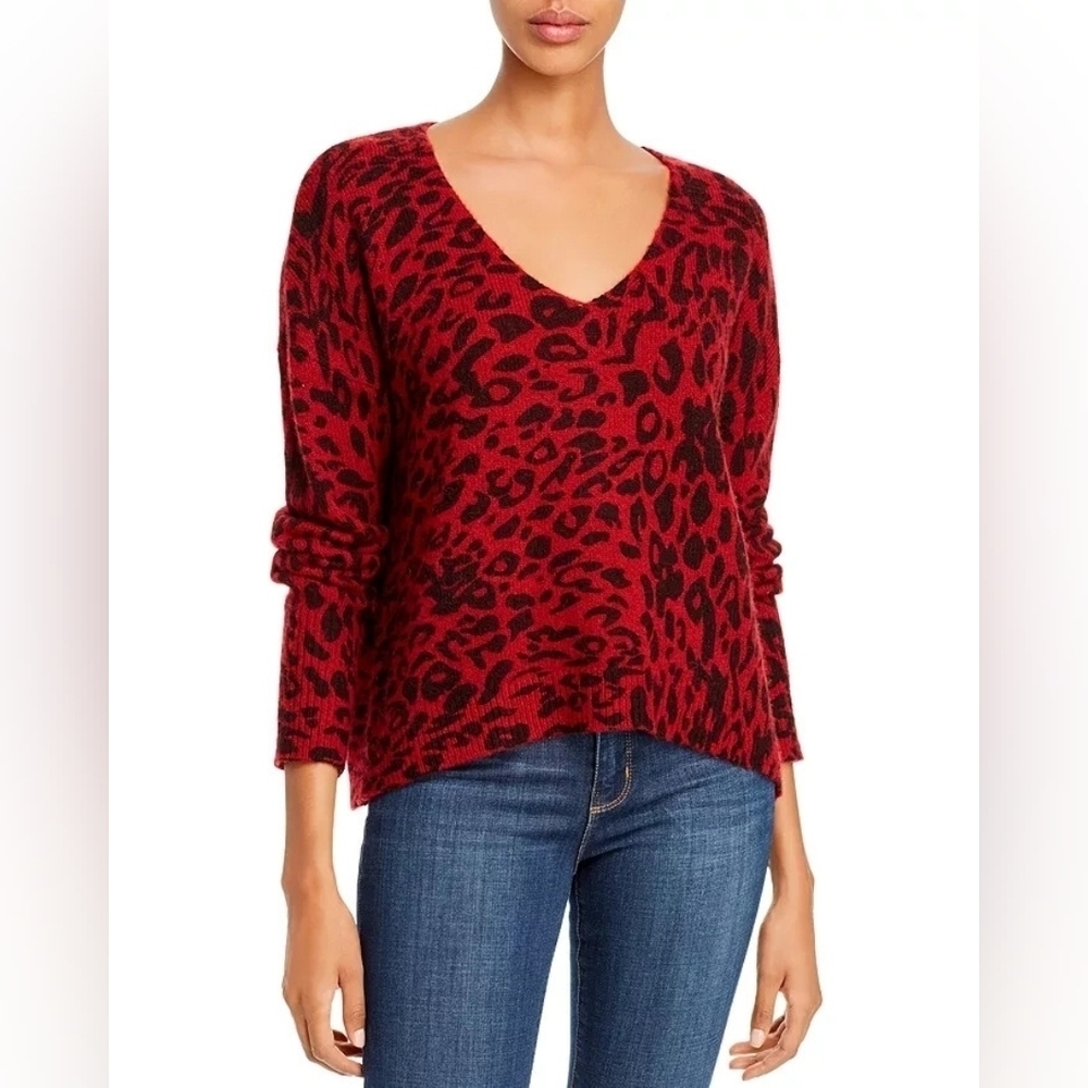 Rails Red Black Gracie Leopard Print Sweater Size XS